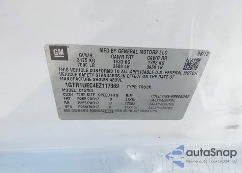 2014 GMC Sierra 1500 Sle from USA, damaged, VIN 1GTR1UEC4EZ117369